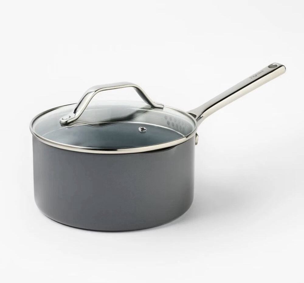 3qt Nonstick Ceramic Coated Aluminum Sauce Pan Dark Gray - Figmint Brand New